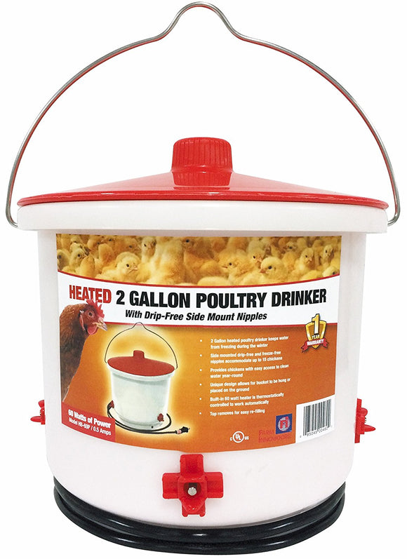 Heated Poultry Drinker - 2 gallon